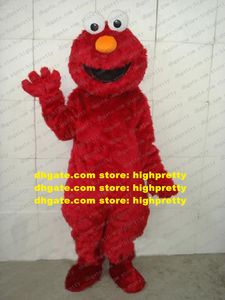 Lively Red Freak Elmo Mascot Costume Monstrosity Monster Adult Plush Long Fur Mascotte With Conglobate Nose No.280 Free Ship