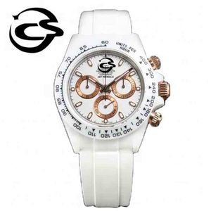 Luxury Diver Mechanical Watch Luminous 904l Steel Eta 7750 Timing Movement White Ceramic Brand
