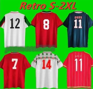 90 92 Galler Milli Takımı Retro Mens Futbol Formaları Saunders Wilson Hız Giggs Hughes Home Red Away Hız Fotball Gömlekler Kısa Kollu Forma 666