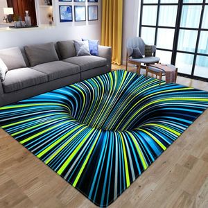 Mattor 3D Vortex Illusion matta för vardagsrumsinträdesgolv Matta Abstract Geometric Optical Doormat Non-Slip Area Rug