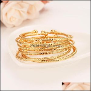 Bangled pode abrir a moda Dubai Banglery Jeia Solid Solid Yellow Gold GF Bracelete para mulheres ￁frica Itens ￡rabes Select297p Drop Delivery Dhrjx