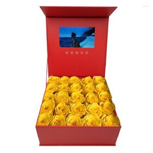 Gift Wrap Luxury Beautiful Magnetic Foldable Flower Rose Marble Print 7 Inch Large Lcd Display Box With