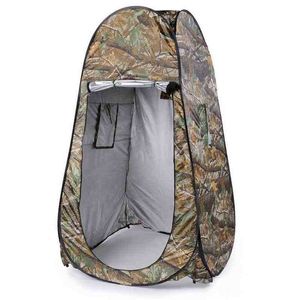 Outdoor Moving Shower Toilet Tent Privacy Changing Bath Shelter Fitting Room Waterproof Pop Up 180T Tent With Bag Camouflage H220419