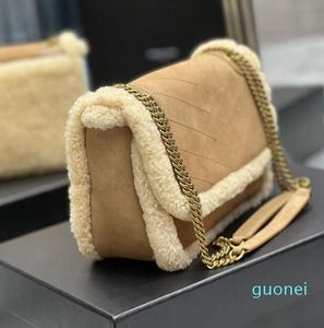 Tasarımcı Süet Crossbody Bags Kadın Messenger Çanta Satchel Lady Vintage Tasarım Sacoche Moda Klasik Sonbahar Kış Peluş Tote Lüks Omuz Çantası