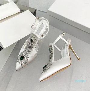 Dress Shoes 2022 Spring And Summer European American Women's High Heels Pointed Toe Crystal Decorative Sandals 05