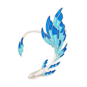 S3297 Fashion Jewelry Ear Cuff Enamel Metal Blue Fishtail Auricle Ear Hang Single Piece Earclip Earrings