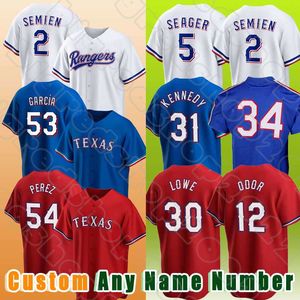 34 Nolan Ryan Baseball 2 Maillots Marcus Semien 5 Corey Seager 54 Martin Perez Rangers Adolis Garcia Yerry Rodriguez Nathaniel Lowe Mark Mathias Tyson Miller Ibanez