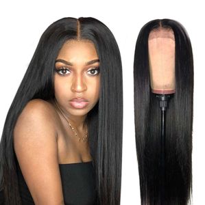 Saç dantel peruklar ürün ön dantel peruk kadın uzun düz saç siyah bölünmüş üst kimyasal fiber başlık