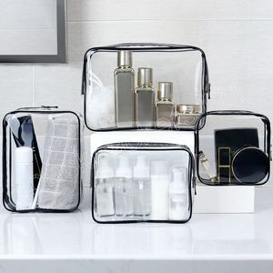 Borsa cosmetica con cerniera per donna Borsa per trucco trasparente in PVC Borsa da viaggio per trucco Organizer Beauty Case Borsa da toilette Borsa da viaggio