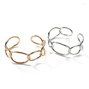 Bangle 2022 Punk Style Gold Silver Color Cuff Bangles For Women Geometric Metal Circle Armband Pulsera Mujer smycken gåva