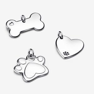 Ciondoli in argento sterling 925 Ciondolo con etichetta a forma di collare per animali domestici incisi Fit Braccialetto di fascino europeo originale Accessori per gioielli per animali domestici di moda