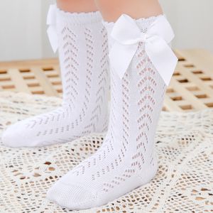 Princess meninas meias recém-nascidas cor de cor sólida de cor longa com leggings com decoração de bowknot 1-3 anos