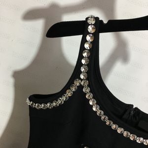 Abiti aderenti da donna sexy con strass lucidi Club Party Abito nero Designer Abbigliamento moda traspirante11