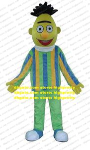 Pretty amarelo Bert Teenager Sesame Street Mascot Costume de desenho animado com cabelos pretos eretos Globo amarelo Nariz No.4794