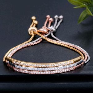 Bracelets de link Bracelete de diamante da moda para mulheres simples linha única puxar o presente de joalheria de festa ajustável