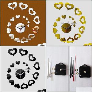 Zegary ścienne zegary ścienne Oferta specjalna Sprzedaż Sprzedaż Zegar lustra D Serce Stick Nowoczesna dekoracja domu