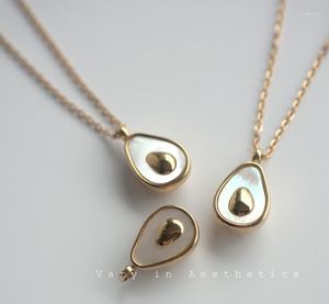 Pendant Necklaces Shell Avocado Fruit Necklace Collarbone Chain Titanium Steel Plated With 18K Gold