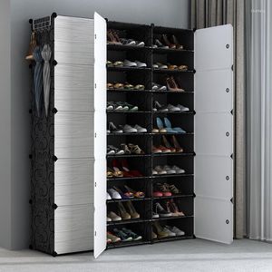 Clothing Storage Multi-cube Shoe Cabinet Modular Home DIY Organizer Bedroom Wordrobe Closet Plastic Rack With Umbrella Hanger