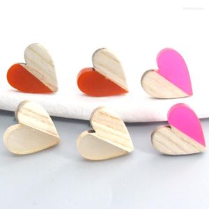 Серьги -серьги с смолой дерево сердца любовь к женщинам подарок винтаж простые деревянные геометрические пронзительные вечеринки свадебные украшения AE196