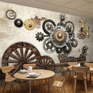 Custom elke maat muurschildering muurschaal 3D Europese en Amerikaanse retro mechanische bar KTV restaurant achtergrond muur muurschildering342222222