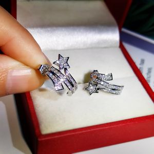 Linda estrela dos brincos de grife de estilista com diamante brilhante CZIRCON 925 Silver elegante Earring Earings Anéis de orelha jóias