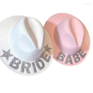 BERETS BRIDE FEDORA COWBOY HAT BACHELORETTE PARTY MRS COWGIRL BRIDAL PROP Y1QD