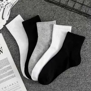 Herrensocken Großhandel Verkauf All-Match Classic Schwarz Weiß Damen Herren Atmungsaktive Baumwollmischung Fußball Basketball Sport Knöchel Lange Socke