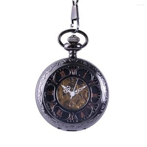 Pocket Watches 8940Pocket Watch Sliver Mechanical Petals Retro Fashion Simple Engraving Handmade Round Unisex