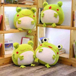 35Cm Cute Expression Frog Cuddle Soft Cartoon Animal Frog Stuffed Pop Sofa Bed Pillow Cushion Household Items Kids best Gift J220729