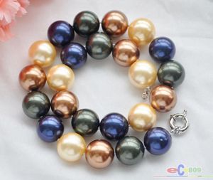 Pendanthalsband P4373 mm Golden Coffee Blue Black South Sea Shell Pearl Necklace