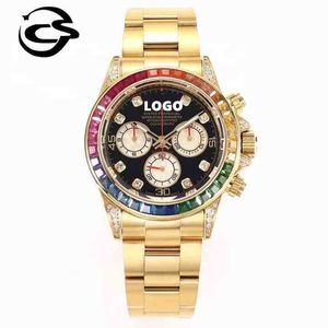 Diver Luxury Mechanical Watch 904l Steel Eta 4130 Timing Movement Rose Gold 116595 Rainbow Circle Gemstone Diamond Brand