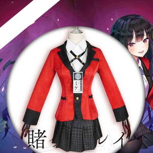 Anime kakegurui cos garnituru Piękna dziewczyna Transfer Student Jabami Yumeko Cosplay Costume Suit Performance Wygodny mundur J220720