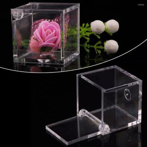 Embrulho de presente 12pcs clear acrílico quadrado cubo de doces caixas de tratamento de caixas de tratamento para festas de casamento acessórios de jóias