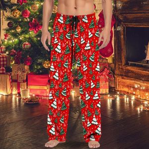 メンズパンツクリスマスメンズカジュアルパジャマドローストリングとポケットギフト42x34男性用スラック
