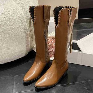 Stivali Scarpe eleganti 2023 Nuovo arrivo Pelle al ginocchio Donna Western Zip Fashion Ladies Ytmtloy Punta a punta Botines De Mujer Gomma Pu 1