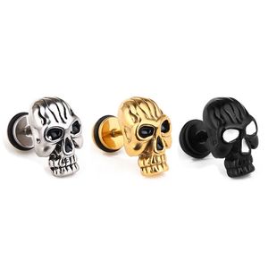 Gold Stainless Steel Skull Stud Earrings Black Punk Eye Ghost Ear rings for Women Men Fine Fashion Jewelry Gift