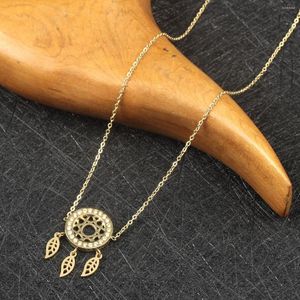Pendant Necklaces Women's Neck Chain Feather Gold Zircon And Pendants Fashion Dream Catcher Necklace Girls Fewelry Gifts