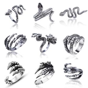 Band Rings Vintage Animals Dragon Claw Snake Ring Men Women Punk Hip Hop Opening Adjustable Fashion Personality Gothic Jewelry Gift Smtg4