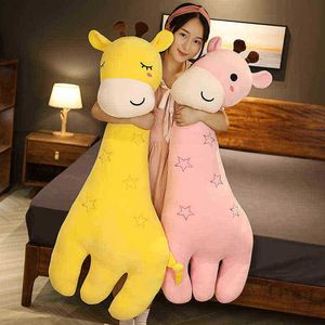 70100Cm Huge Cute Deer Hugs Soft Stuffed Giraffe Long Sleeping Boyfriend Pillow Kids Baby Sussen Pop Girls Kawaii Gift J220729