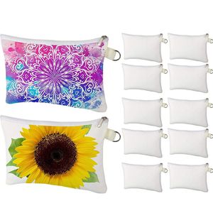 Bolsas de cosméticos Multiuso Favor Sublimación Espacios en blanco DIY Transferencia de calor Bolsas de maquillaje Hierro en cremallera Bolsa de lona Bolsa de aseo Lápiz para bricolaje Craft School 1107