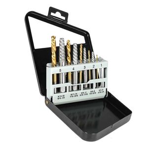 10pcs Metal Steel Left Handed Drill Bits Set Screw Extractor Power Tool with Case295n