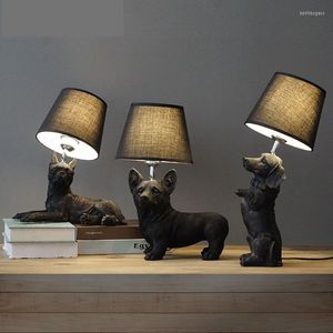Bordslampor kreativa djur led l￤tt sovrum s￤ng lampa retro harts nordiska design fina ornament st￥ende skrivbordsdekor B
