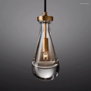 Pendant Lamps Postmodern Living Room Dining Bar Counter Bedroom Bedside Villa Duplex Staircase Copper Glass Chandelier G9