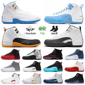 Jumpman 12 buty do koszykówki mężczyźni kobiety duże rozmiar 40-47 Trenerów 12S Sneakers J12 ukrycie OV White Grey The Master francus niebieski 25 lat w Chinach zimuje wntr skręt