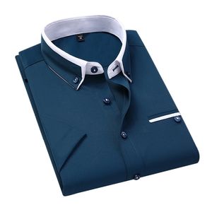 M￤ns casual skjortor m￤n skjorta kort ￤rmmode social knapp ner vit marin rosa manliga blus 221105