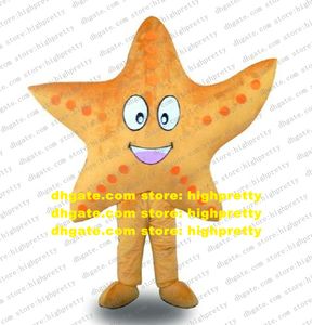 Söt orange havsstjärna maskot kostym maskotte stelleroid asteroidia stjärnfisk med orange fläckar hud lycklig ansikte nr.3976 gratis fartyg