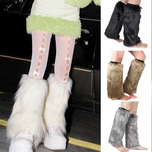 Çoraplar Çorap Kadın Sahte Kürk Bacak Isıtıcıları Kadın Sonbahar Çorap JK Botları Stoking Kızlar Lolita Y2K Goth Punk Boot Kürk Ayak Isınma Kapağı T221107