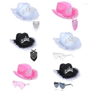 Berets Cowboy Hat Glasses Bandana Bachelorette Bandanas Party For Adults Funny Bridal Costume Adult Women