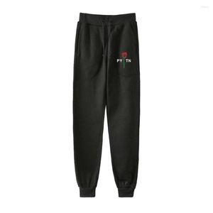 Calça masculina moda de outono jogging esportes feminino masculino preto impressão rosa meninas casuais