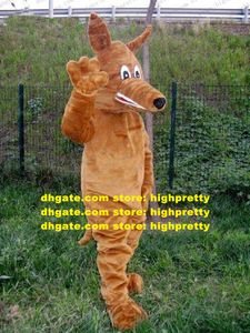 Härliga bruna jackals dingo maskot kostym maskotte dhole pye-dog pi-dog pie-dog vuxen med långa spinösa öron nr 665 gratis fartyg
